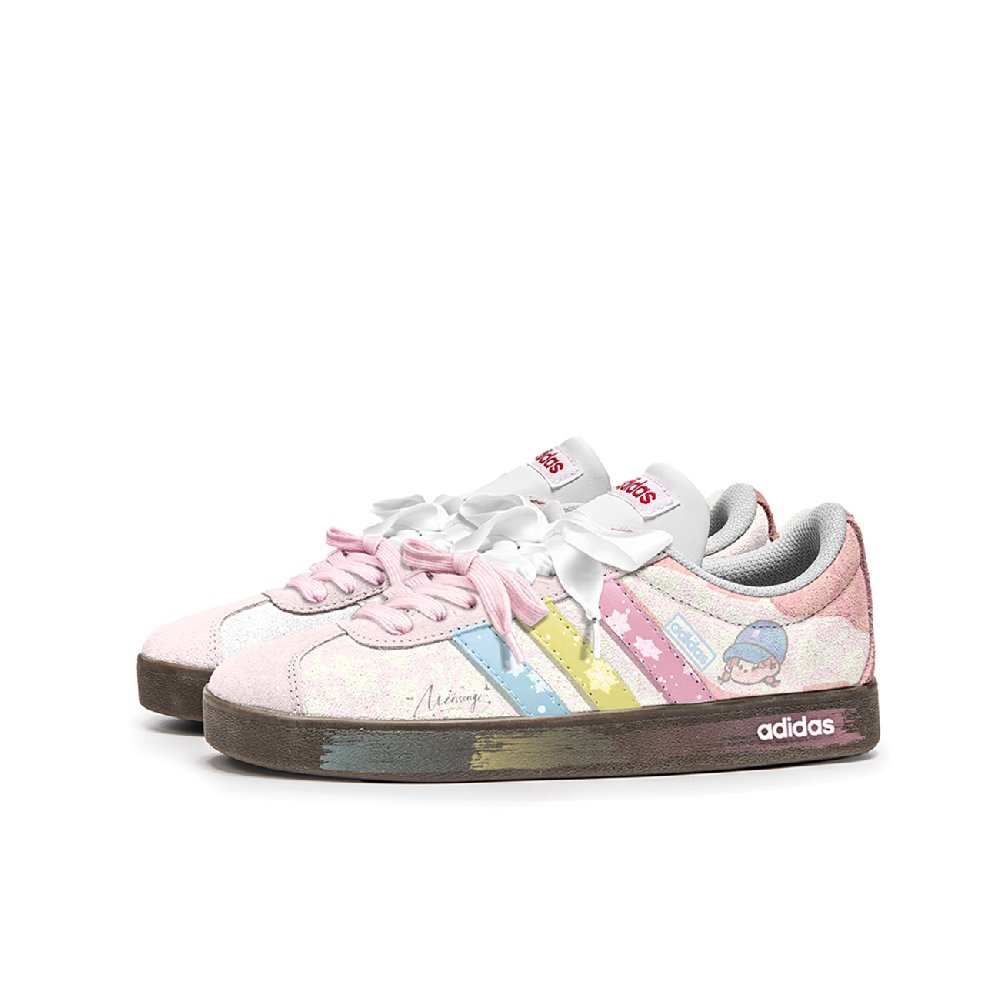 Adidas Neo VL Court 2.0 Low Top Skateboard Shoes Unisex Pink Brown