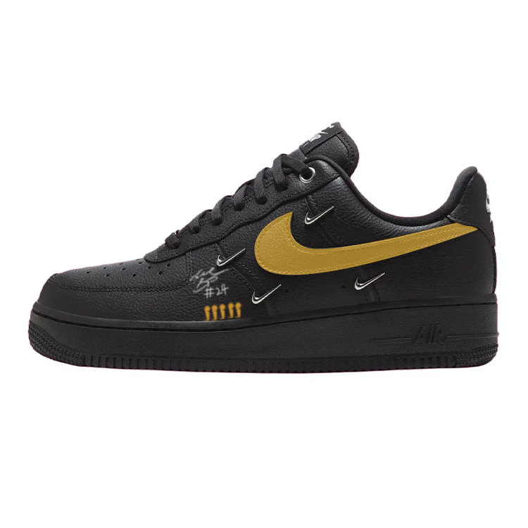 Nike Air Force 1 Slip-Resistant Cushioning Wear-Resistant Low-Top Skateboard Shoes Women's Black Gold