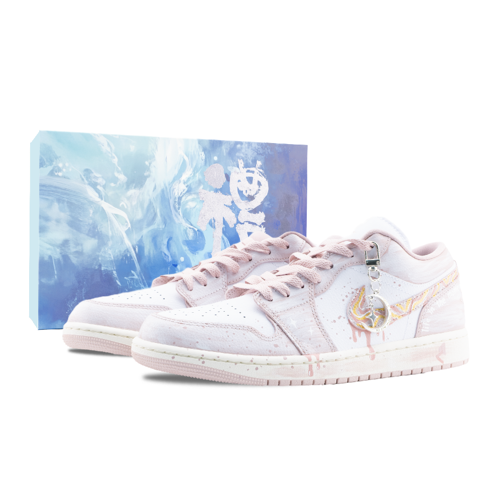 Jordan Air Jordan 1 Moonlight Sonata Anti Slip Wear Resistant Low Top Vintage Basketball Shoes Unisex White Pink