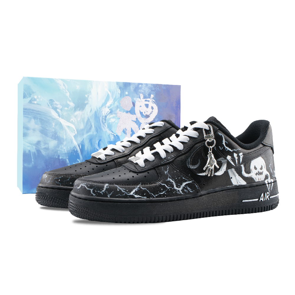 Nike Air Force 1 Heart Pounding Scream Abrasion Resistant Low Top Skateboard Shoes Unisex Black