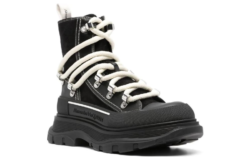 Alexander McQueen Round Toe Lace Up Ankle Boots Women's