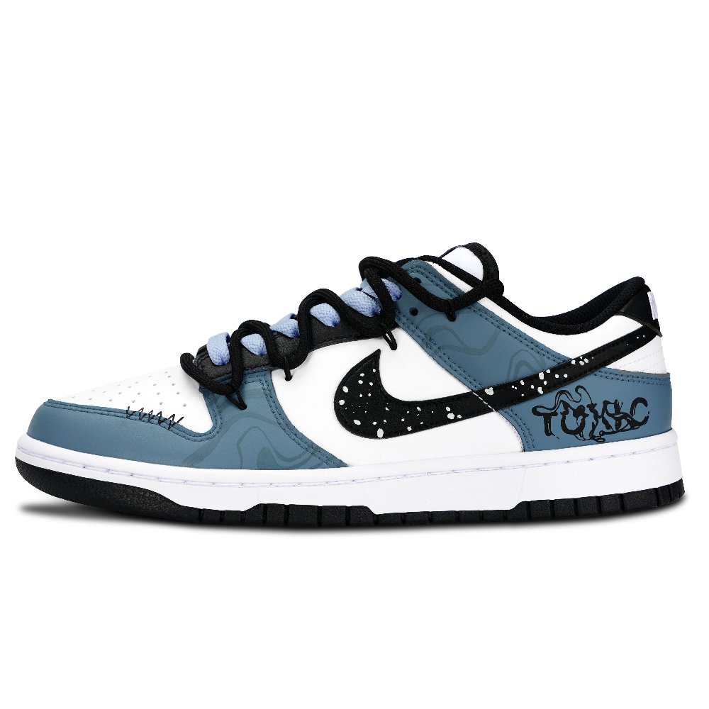 Nike Dunk Ocean Fluid Anti Slip Wear Resistant Low Top Skateboard Shoes Unisex Blue Black