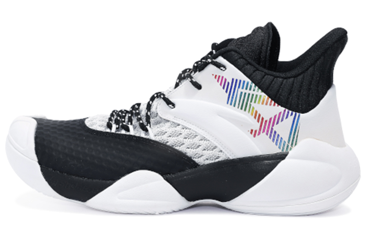 Anta Anti-Slip Wear-Resistant Mid-Top Performance Basketball Shoes Men's Black White Gray