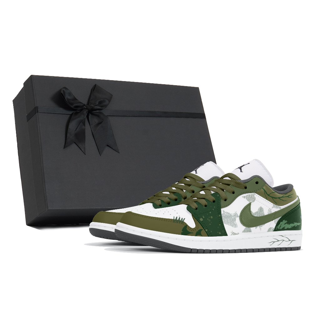 Jordan Air Jordan 1 Abrasion Resistant Slip Resistant Low Top Vintage Basketball Shoes Unisex Green