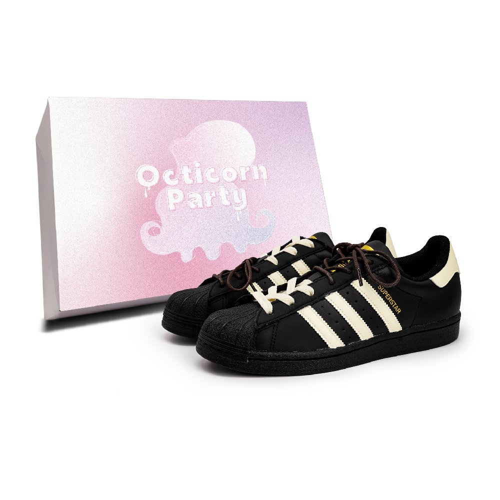 Adidas Originals Superstar Skateboard Shoes Unisex Low-Top Black/Beige Yellow