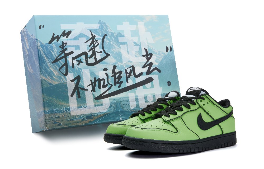 Nike Dunk Anti Slip Wear Resistant Low Top Skateboard Shoes Unisex Black Green