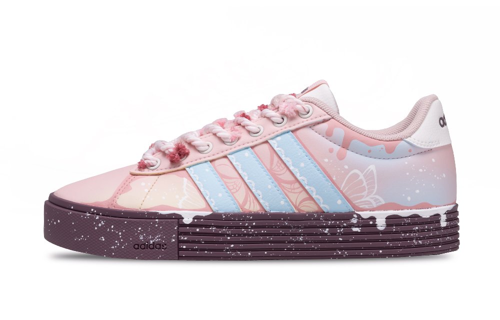 Adidas Daily 4.0 Berlin Girlish Abrasion Resistant Low Top Skateboard Shoes Unisex Pink Blue