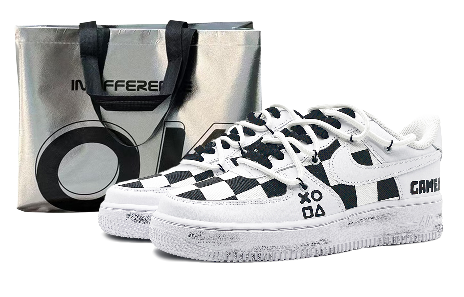 Nike Air Force 1 07 Coverage Anti-Slip And Wear-Resistant Low-Top Skateboard Shoes Unisex Black White