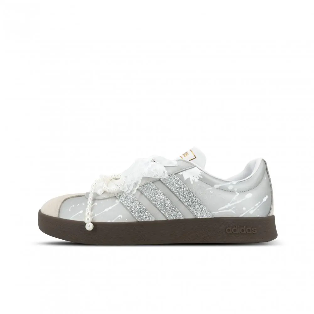 Adidas Vl Court Classic Gorilla Mischief XJDD Silver Sparkle Low top Skateboard Shoes Women's Silver