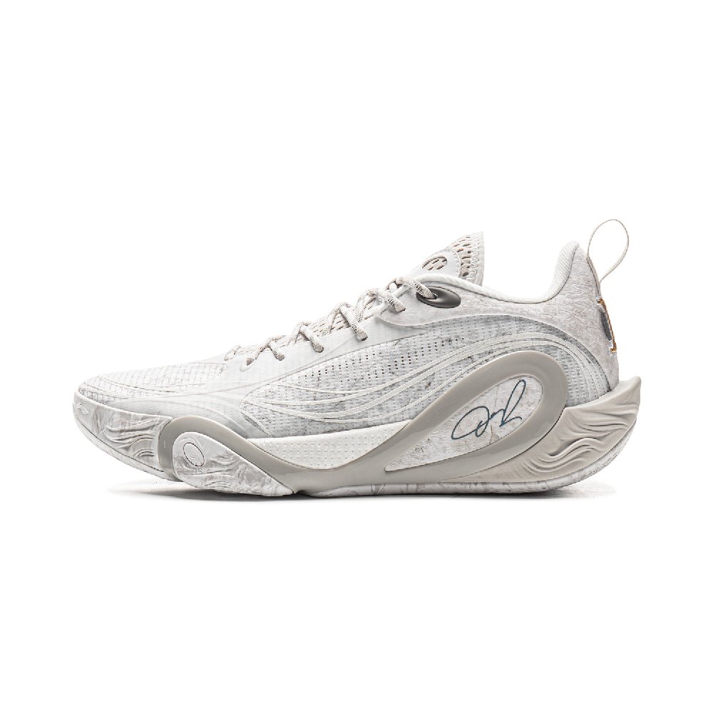LiNing DLO1 Cushioning, Slip Resistant, Abrasion Resistant, Rebound Grip Low Top Basketball Shoes Men's White Gray