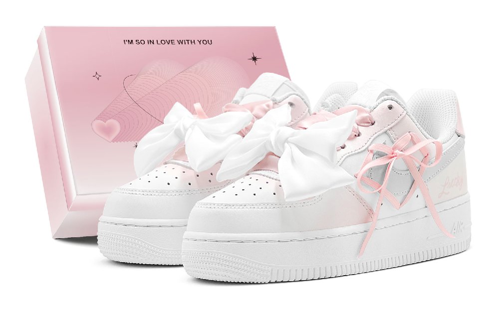 Nike Air Force 1 Skateboard Shoes Women's Low-Top Silver Pink