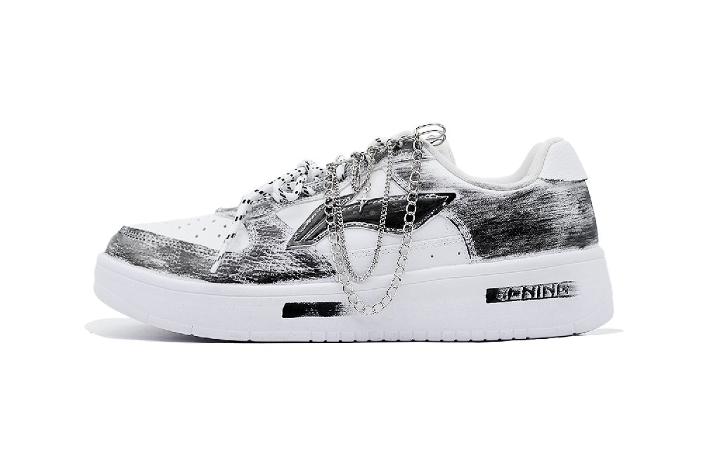 LiNing Pontoon Boats Slip Resistant, Abrasion Resistant, Breathable Low Top Skateboard Shoes Men's Black White