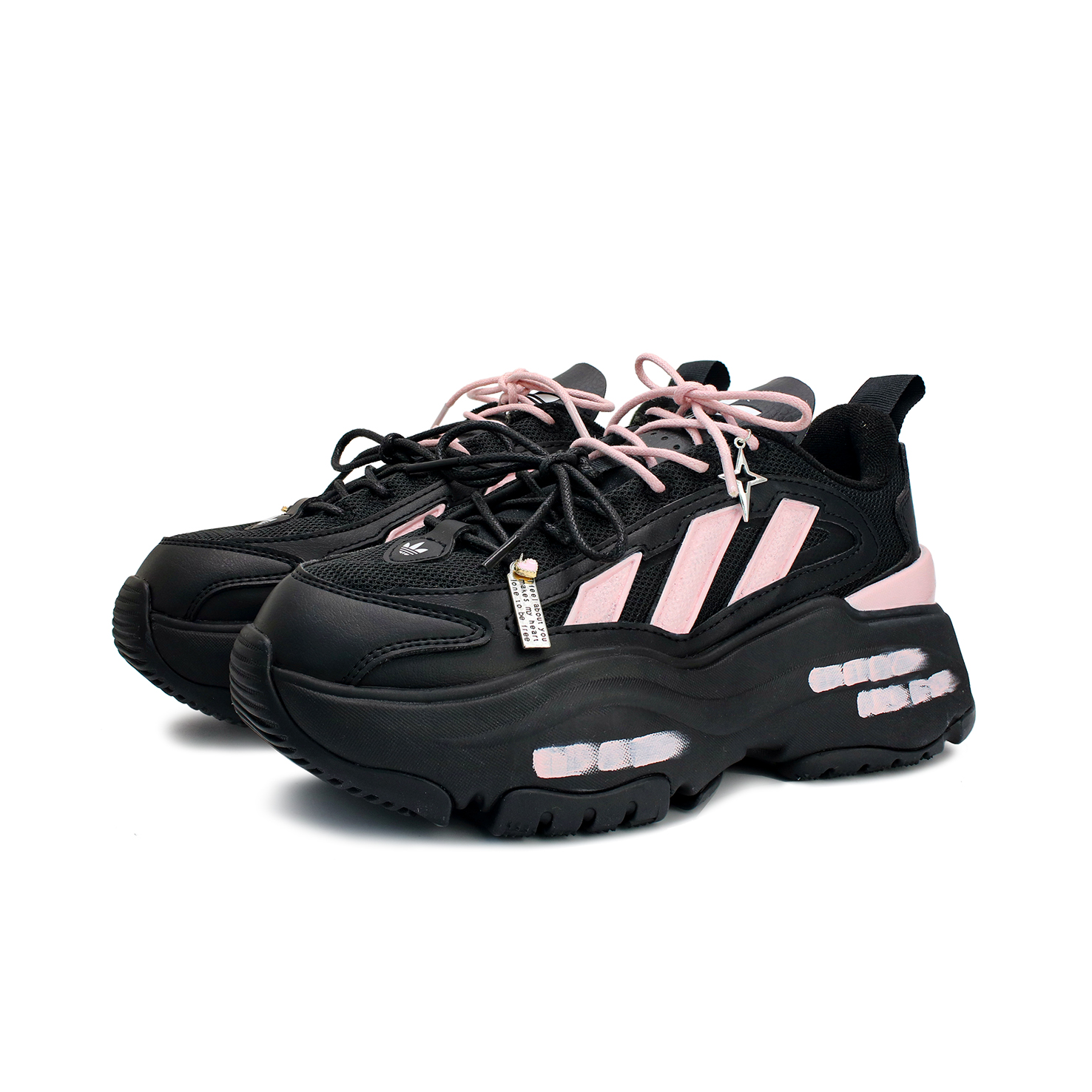 Adidas Originals OZGAIA Slip Resistant Height Increasing Low Top Casual Shoes Unisex Black Pink купить в интернет-магазине Yoocart с быстрой доставкой по России.