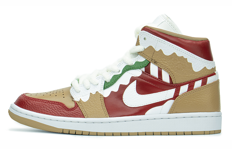 JORDAN Air JORDAN 1 Vintage Basketball Shoes Men High Top Red/White/Khaki