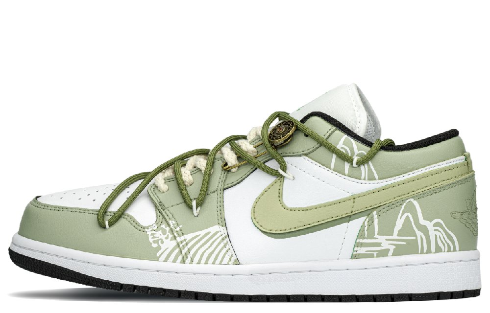 Jordan Air Jordan 1 Low top Vintage Basketball Shoes Men's Beige Green