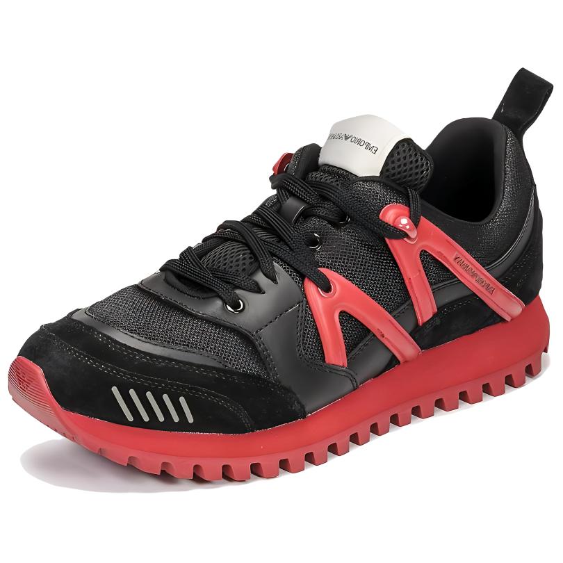 EMPORIO ARMANI Anti-Slip Wear-Resistant Low-Top Casual Shoes Men's Black Pink