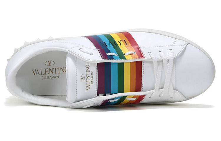 Valentino Open Low Top Stylish Skateboarding Shoes Men's Rainbow