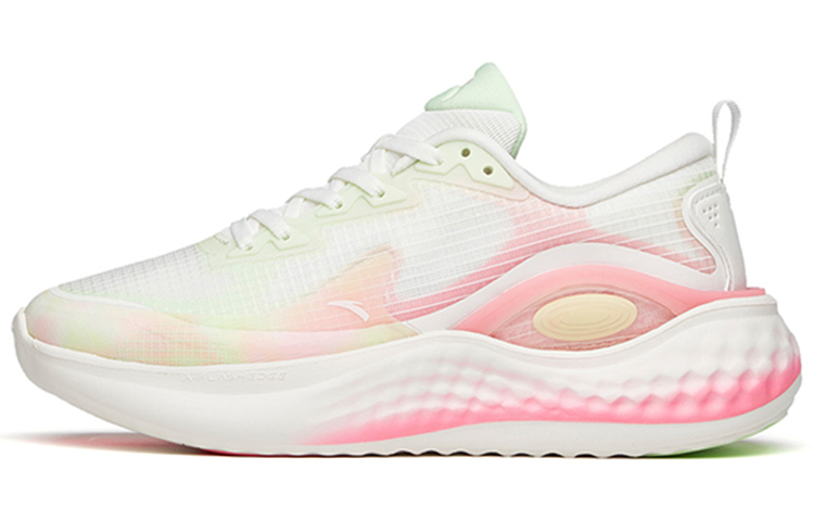 Anta Cushioned Slip-Resistant Low-Top Running Shoes Women's White Green Pink
