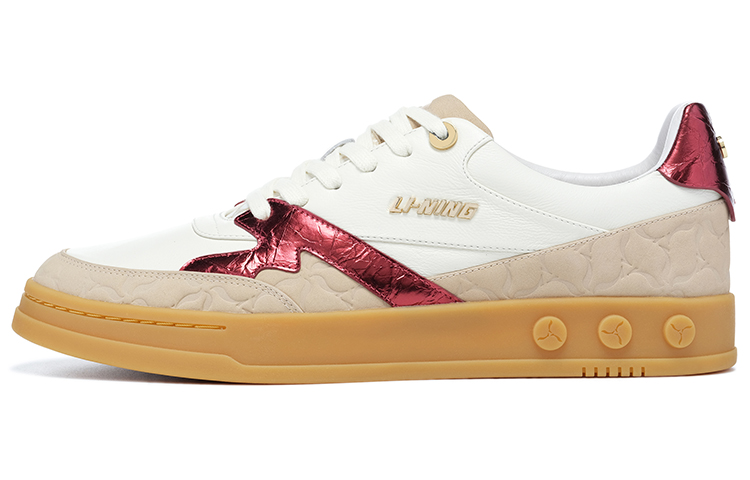 LI NING 1990 Anti Slip Wear Resistant Low Top Skateboard Shoes Women's White Brown