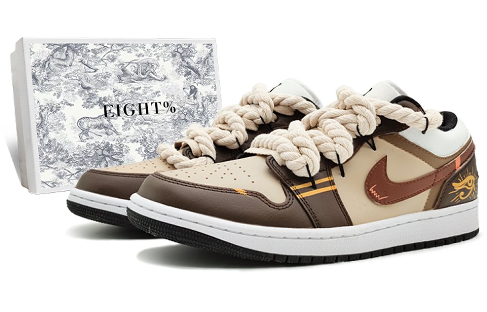 Jordan Air Jordan 1 'Panda' Panda Low-Top Vintage Basketball Shoes Women's Beige Brown