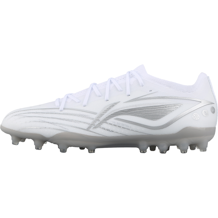 LiNing MG Rubber Short Studs Artificial Ground Anti Slip Wear Resistant Soccer Shoes Men's White Silver