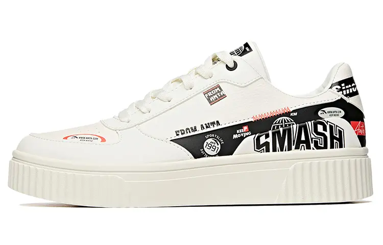 Anta Life Collection Slip Resistant Abrasion Resistant Low top Skateboard Shoes Men's White Black