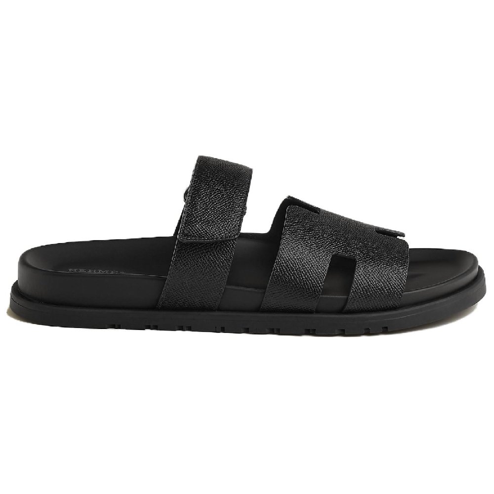 HERMES Chypre Rubber Sole Slip Resistant Slide Slippers Men's Black