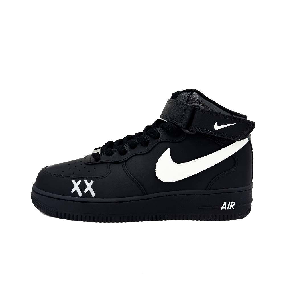 Nike Air Force 1 Dual Engine Anti Slip Wear Resistant Mid Top Skateboard Shoes Unisex Black White