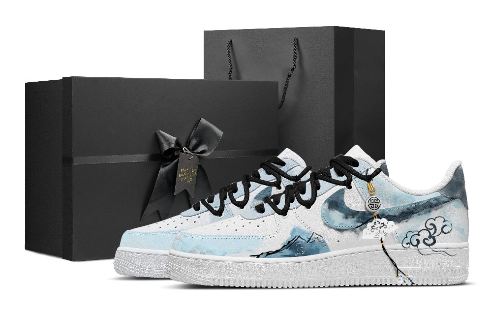 Nike Air Force 1 Abrasion Resistant Low Top Skateboard Shoes Men's Cyan