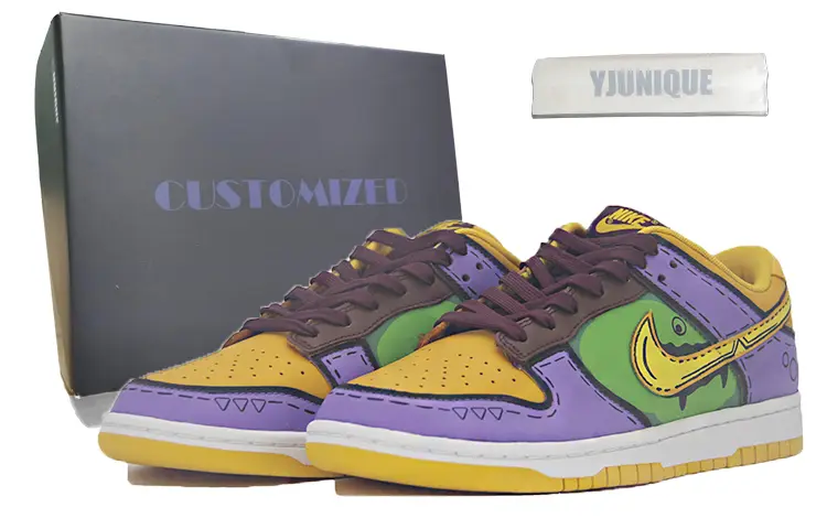 Nike Dunk Radiation Shark Slip Resistant, Abrasion Resistant, Lightweight Low Top Skateboard Shoes Men's Green Purple