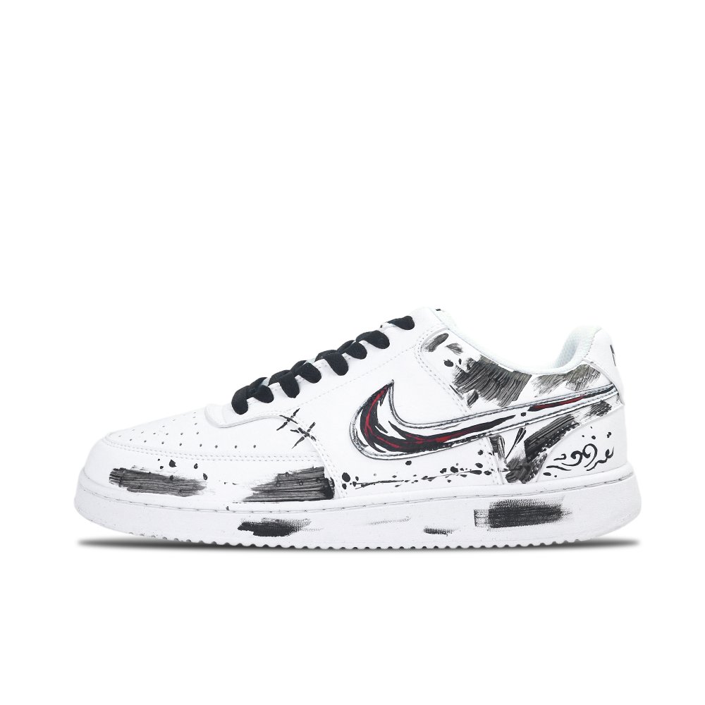 Nike Court Vision 1 Dark Night Star Gazing Abrasion Resistant Low Top Skateboard Shoes Men's Black White Red