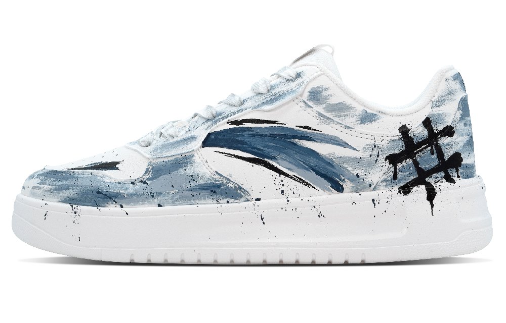 Anta Slip-Resistant Cushioning Abrasion-Resistant Low-Top Skateboard Shoes Men's White Blue