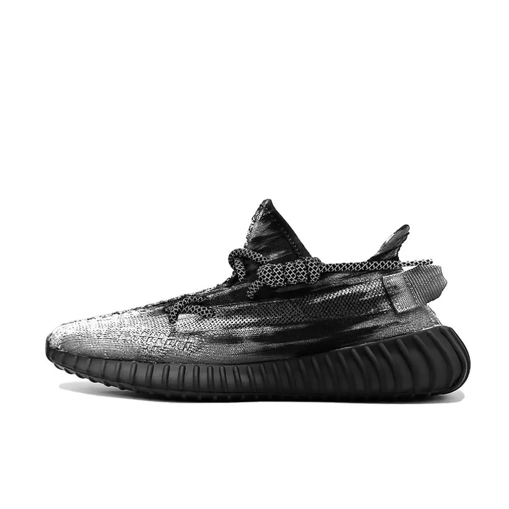 Adidas Originals Yeezy Boost 350 V2 White Silver Knight Cushioning And Breathable Low top Casual Shoes Unisex Black