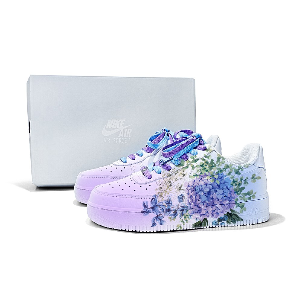 Nike Air Force 1 Anti-Slip Wear-Resistant Lightweight Breathable Low-Top Skateboard Shoes Women's White Blue Purple