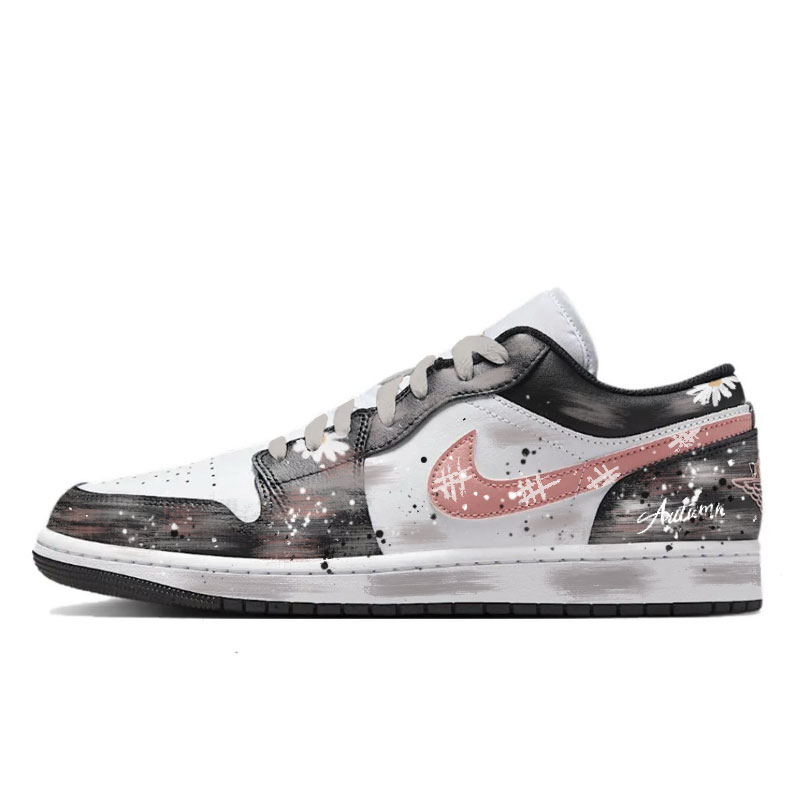 Jordan Air Jordan 1 Ink Dyed Powder Bloom Low Top Vintage Basketball Shoes Men's Chicory Powder