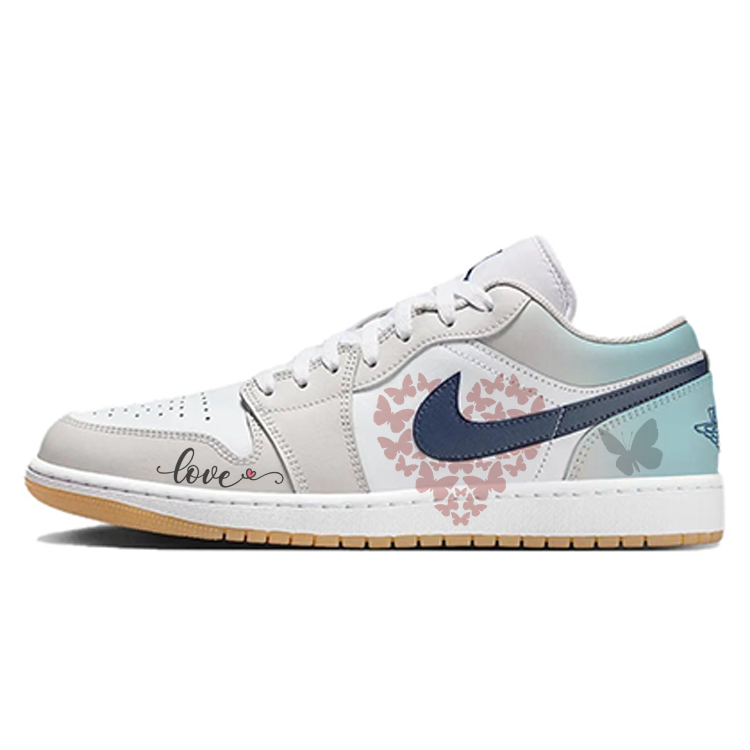 Jordan Air Jordan 1 Cushioning, Wear Resistant Low Top Vintage Basketball Shoes Unisex White