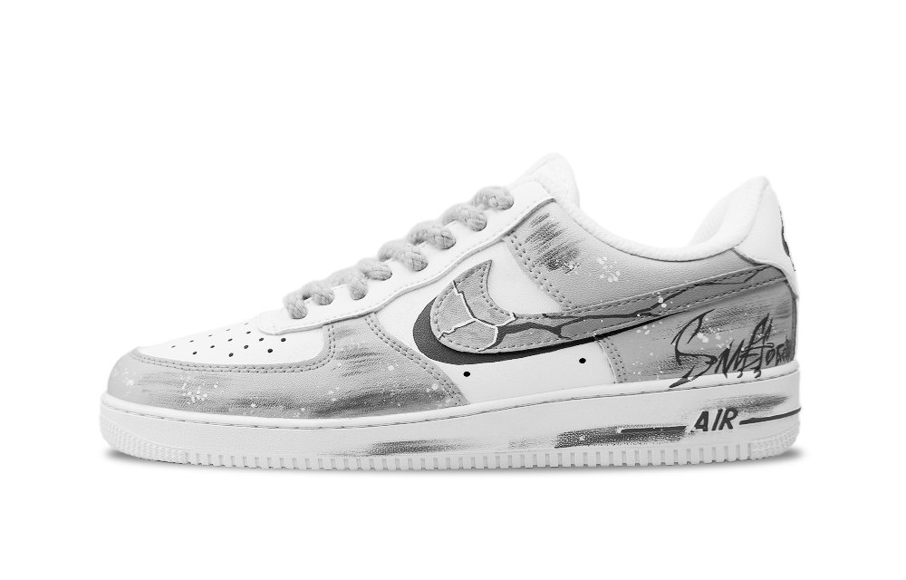 Nike Air Force 1 Time Sequence Lightning Abrasion Resistant Low Top Skateboard Shoes Unisex Light Gray