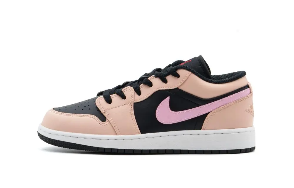 Jordan Air Jordan 1 Cushioning, Wear Resistant Low top Vintage Basketball Shoes Unisex Black Pink
