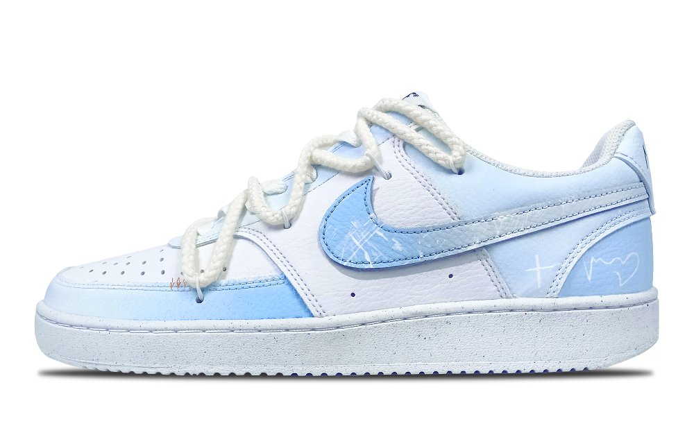 Nike Court Vision 1 Slip-Resistant Cushioning Wear-Resistant Low-Top Skateboard Shoes Men's Sky Blue
