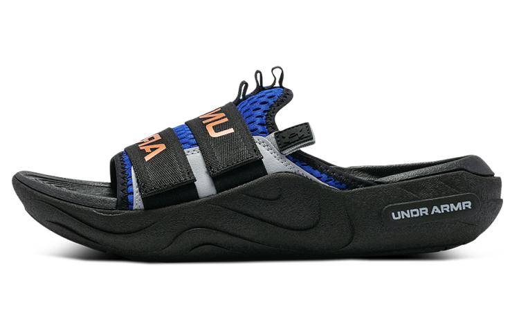 Under Armour Alpha Rubber Sole Slip-Resistant Abrasion-Resistant Slide Slippers Unisex Black Blue