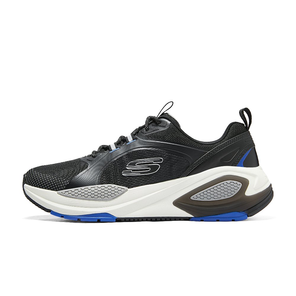 Skechers Cushioning Breathable Rebound Low-Top Casual Running Shoes Men's Black Blue