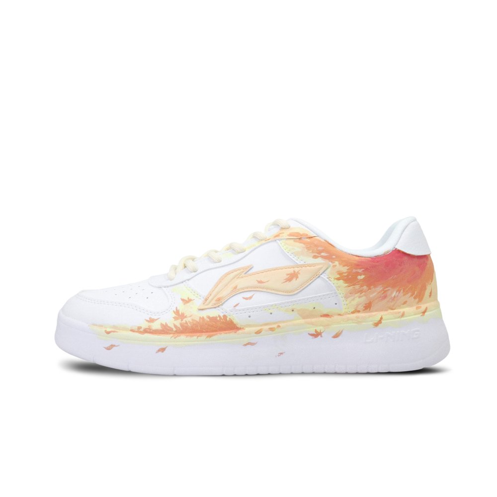 LiNing Pontoon Boats Slip Resistant Shock Absorbers Low top Skateboard Shoes Unisex White Orange Yellow