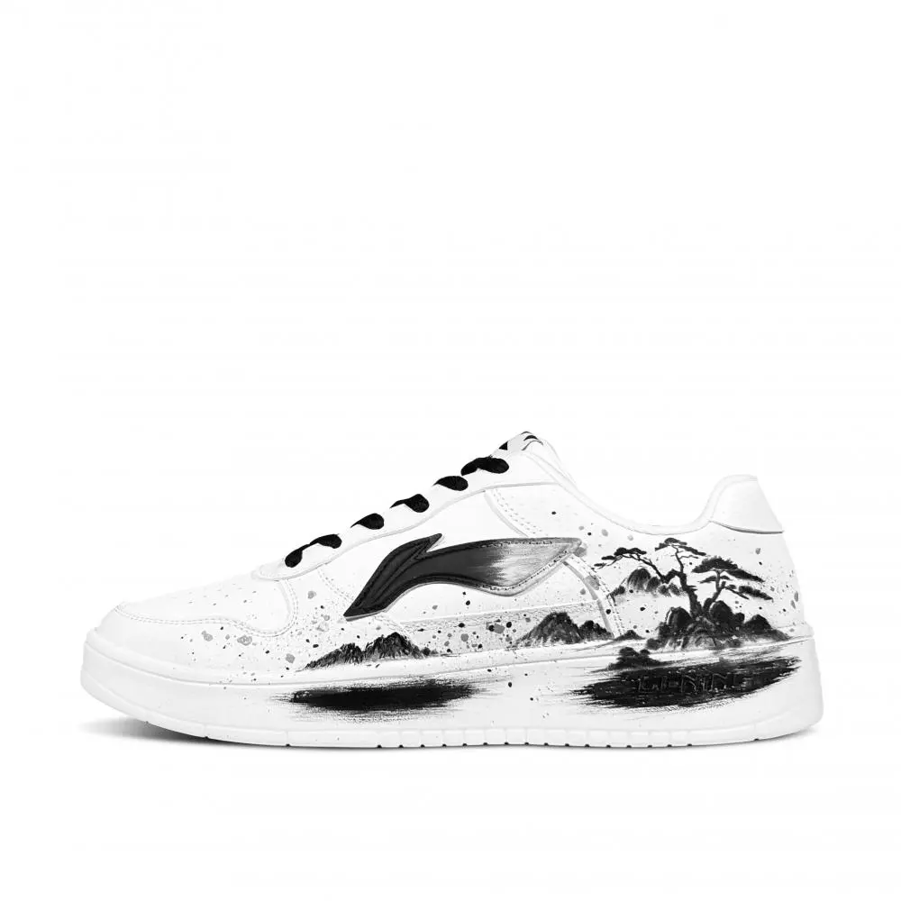 LiNing Pontoon Boats Anti Slip And Wear Resistant Height Increasing Low top Skateboard Shoes Men's Black White