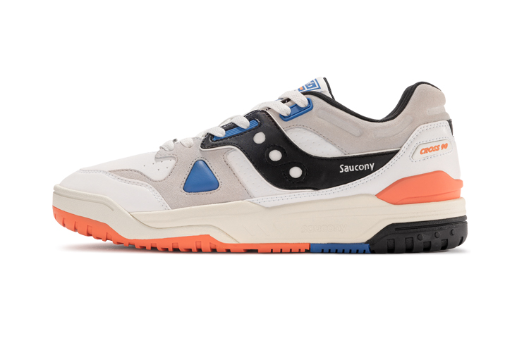 Saucony Cross 90 Anti-Slip Wear-Resistant Low-Top Casual Shoes Unisex White Orange