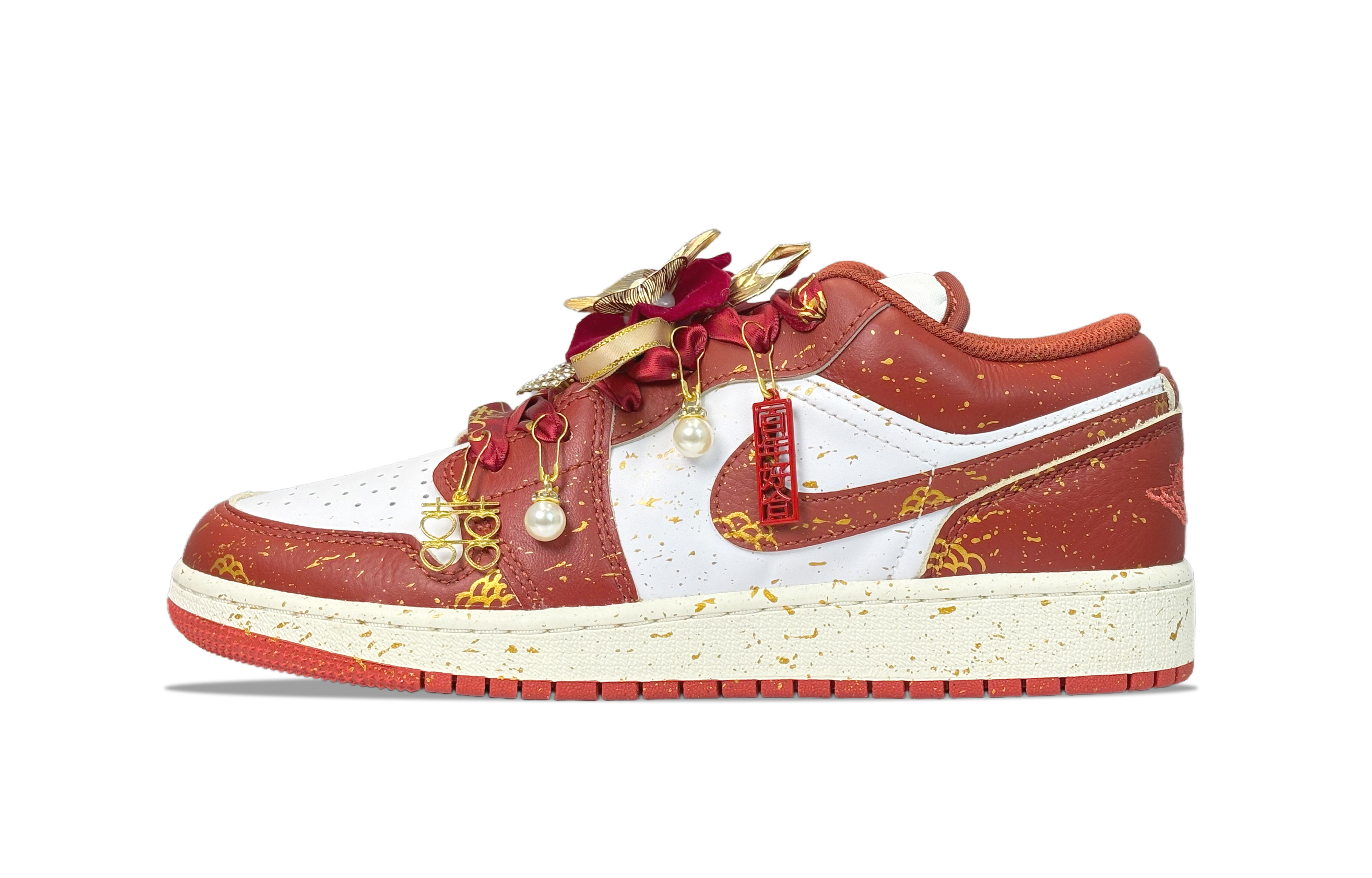 Jordan Air Jordan 1 YDCC Good Day, Box Cushioning, Wear Resistant Low top Vintage Basketball Shoes Unisex Red