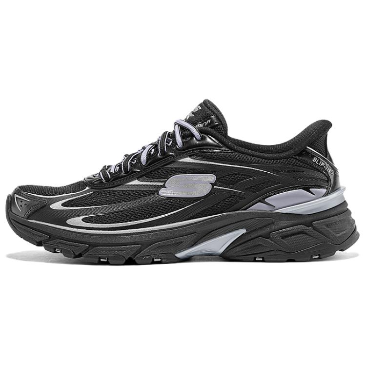 Skechers Silver Wing Abrasion Resistant Breathable Low top Casual Shoes Women's Black Silver