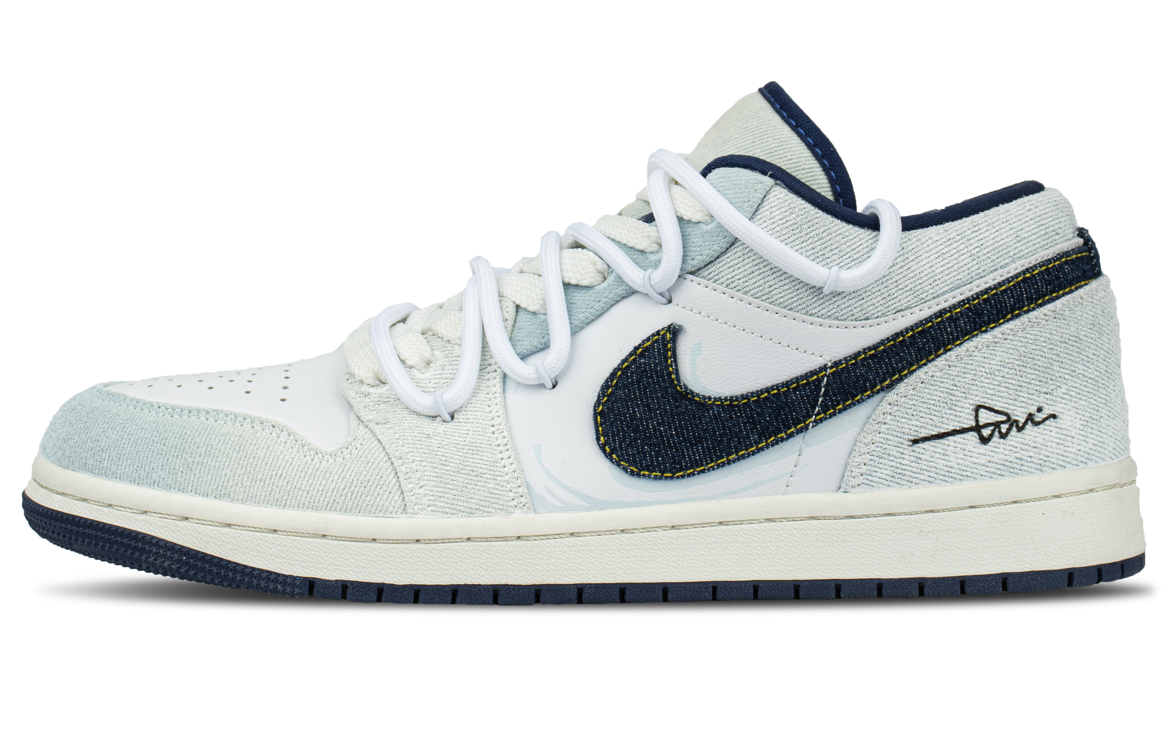 Jordan Air Jordan 1 Abrasion Resistant Low top Vintage Basketball Shoes Men's Light Blue