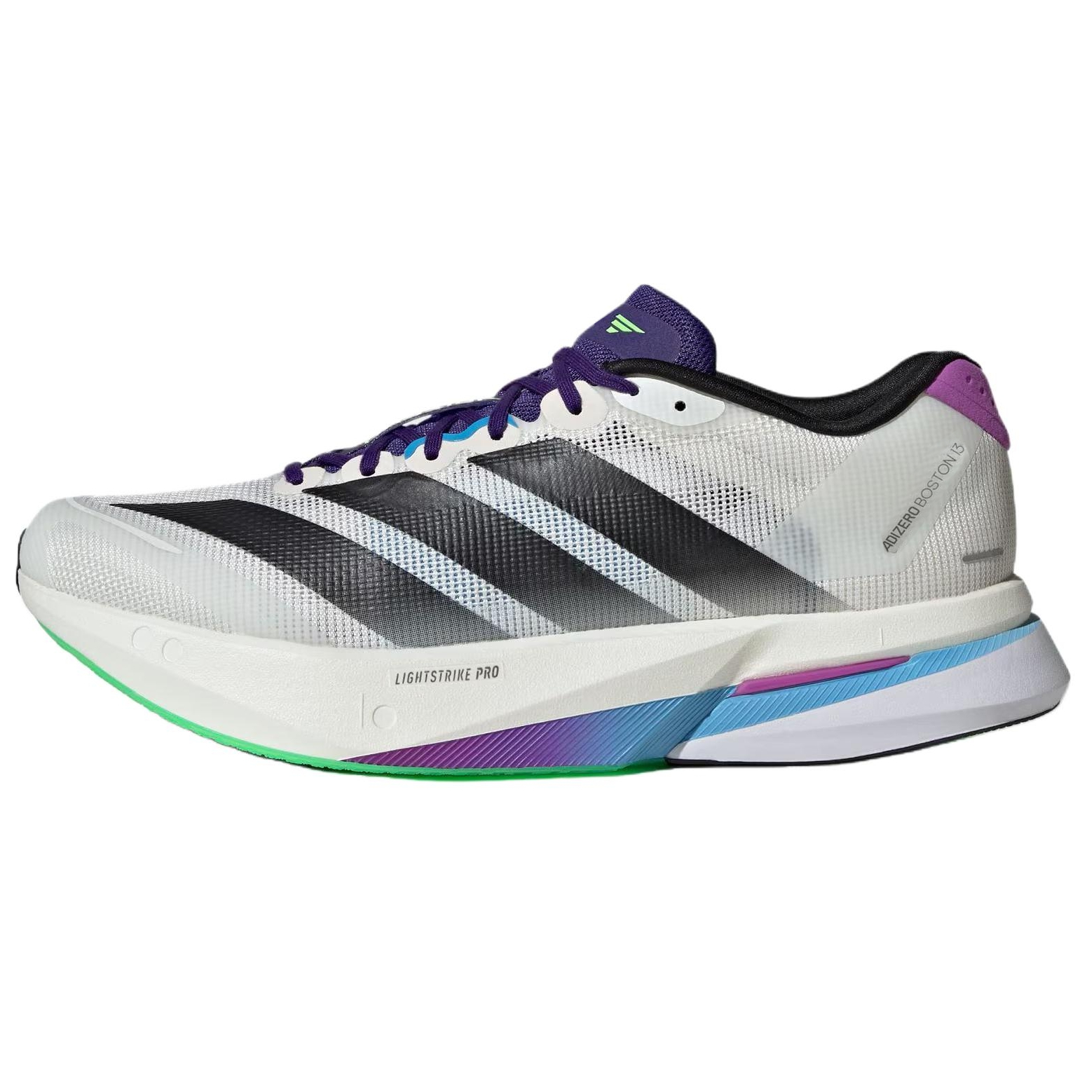 Adidas Adizero Boston 13 Abrasion Resistant Breathable Support Rebound Slip Resistant Running Shoes Men's White Black