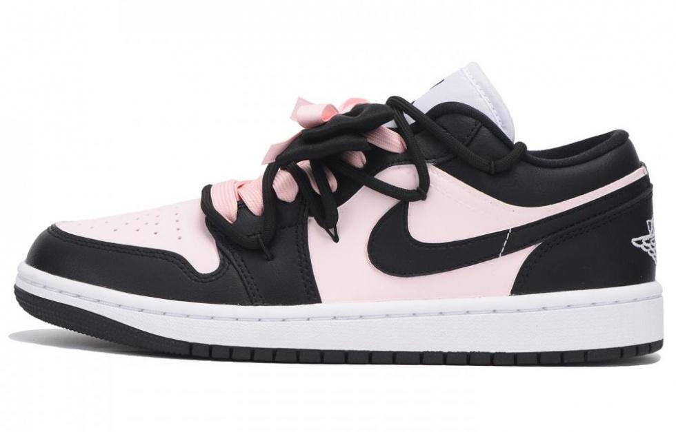 Jordan Air Jordan 1 Slip-Resistant Coverage Low-Top Vintage Basketball Shoes GS Black Pink