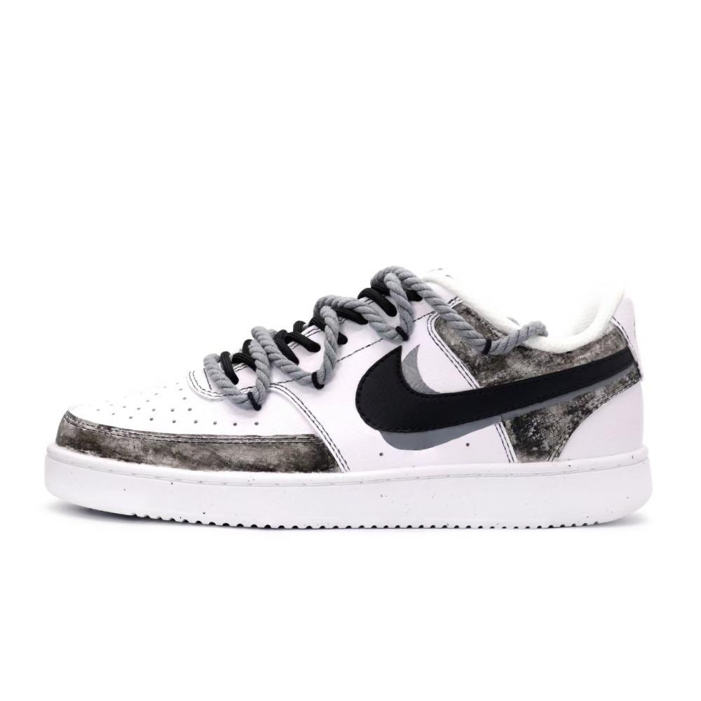 Nike Court Vision 1 Skateboard Shoes Men Low-Top Black White Gray